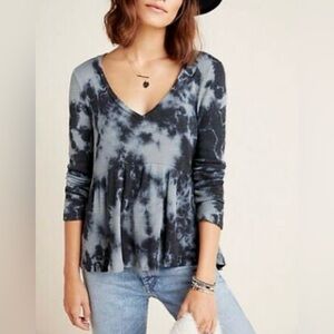 Anthropologie | T.La | Tie Dye V-neck Jill Babydoll Peplum Top